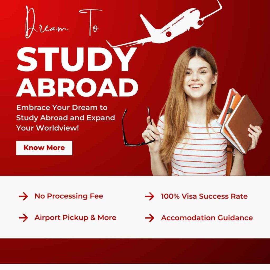 White and Red Modern Study Abroad Visa Consultancy Promo Instagram Post